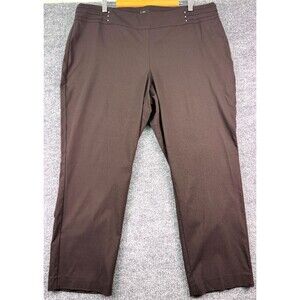 JM Collection 20WP Brown Pull-On Straight Leg Dress Pants Plus Size Petite